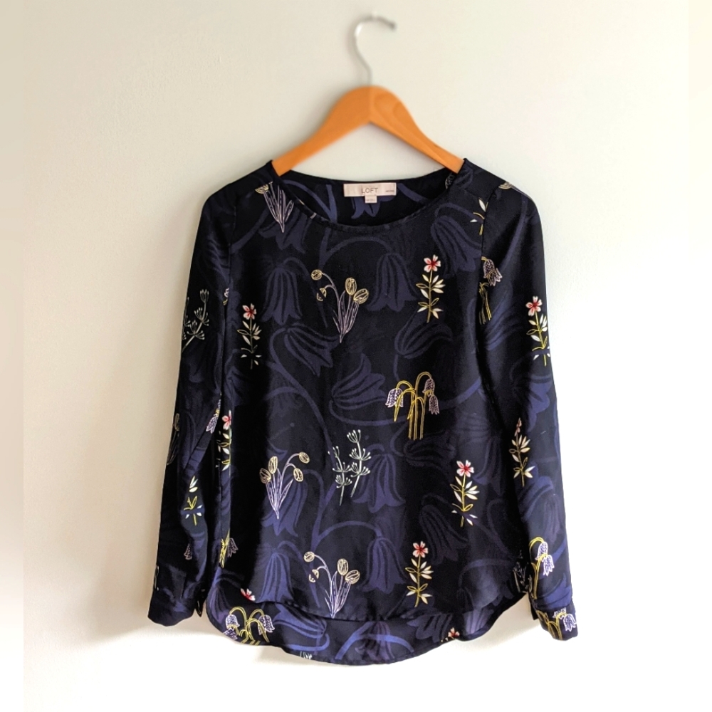 Express Black Floral High Low Blouse